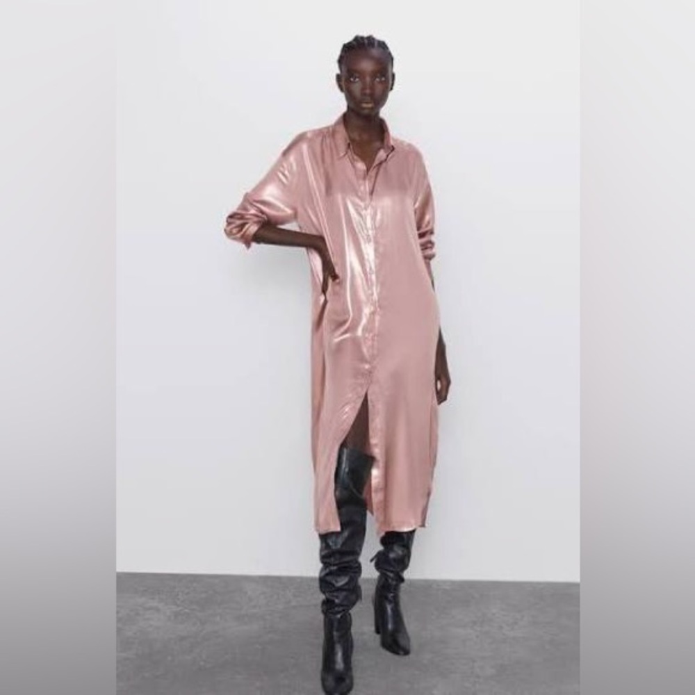 Zara Metallic Shirt Dress